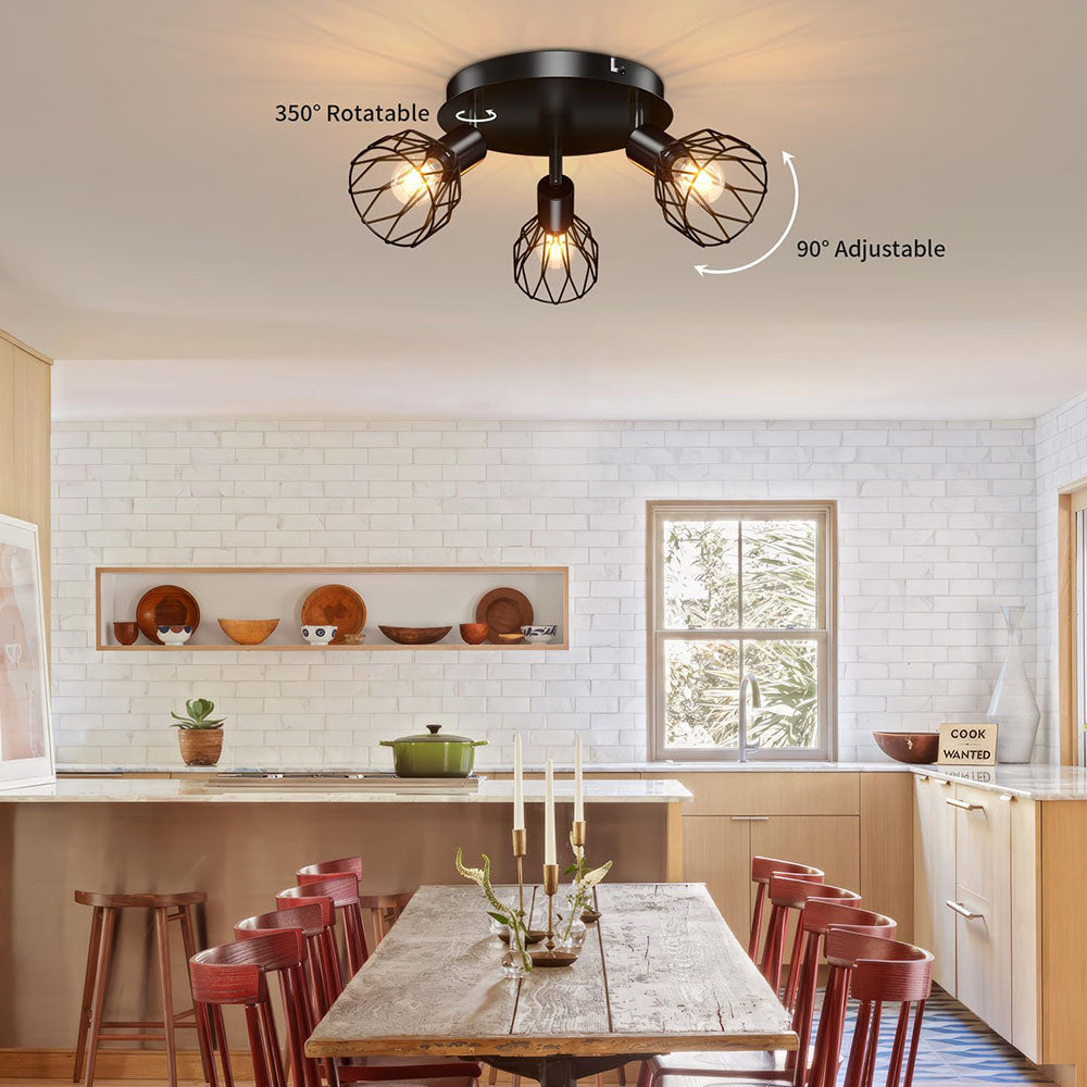 Industrial Adjustable Black Spotlight Ceiling Light | Vintage Functionality | Metal Bedroom