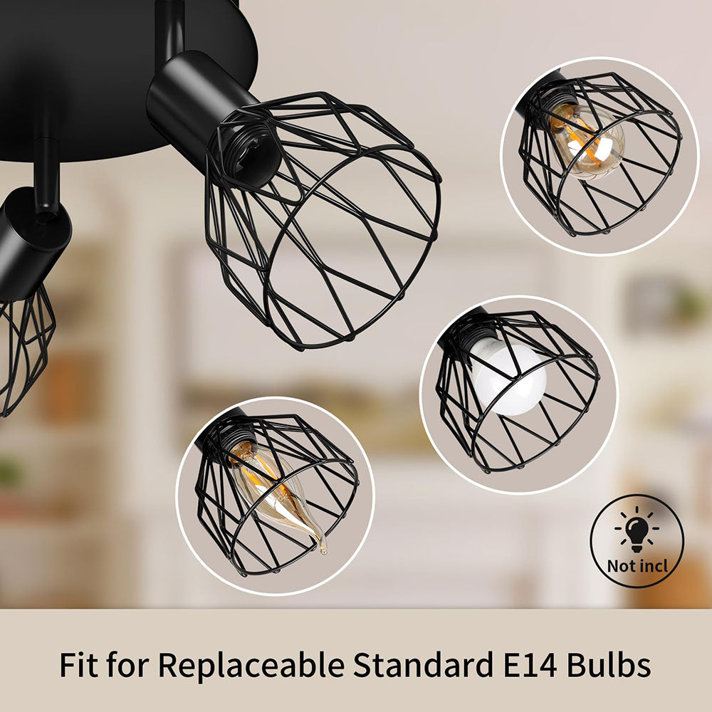 Industrial Adjustable Black Spotlight Ceiling Light | Vintage Functionality | Metal Bedroom