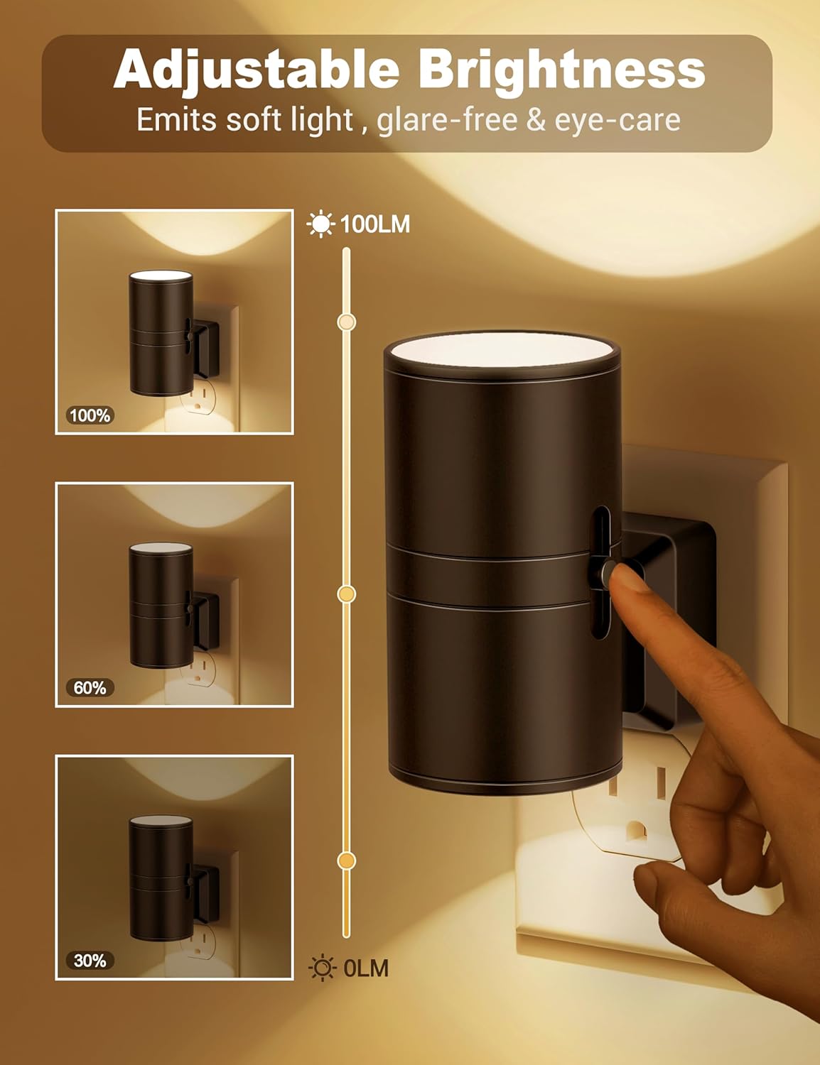 NightNova LED Night Light | Smart Dimmable Plug-in Lamp | Adjustable Bedside