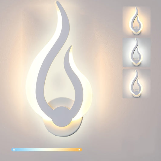 Modern Flame LED Wall Light | 10W Warm White Sconce | Clear Acrylic Bedroom