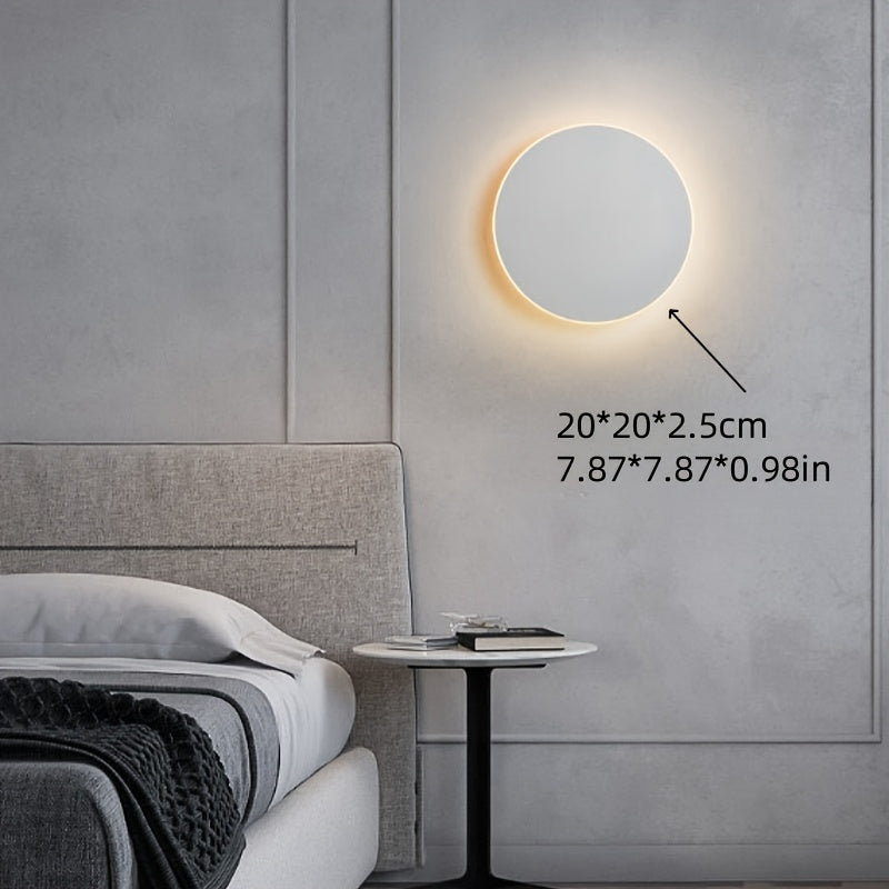 Minimalist Round LED Wall Light | Modern Nordic Design | Iron Bedroom