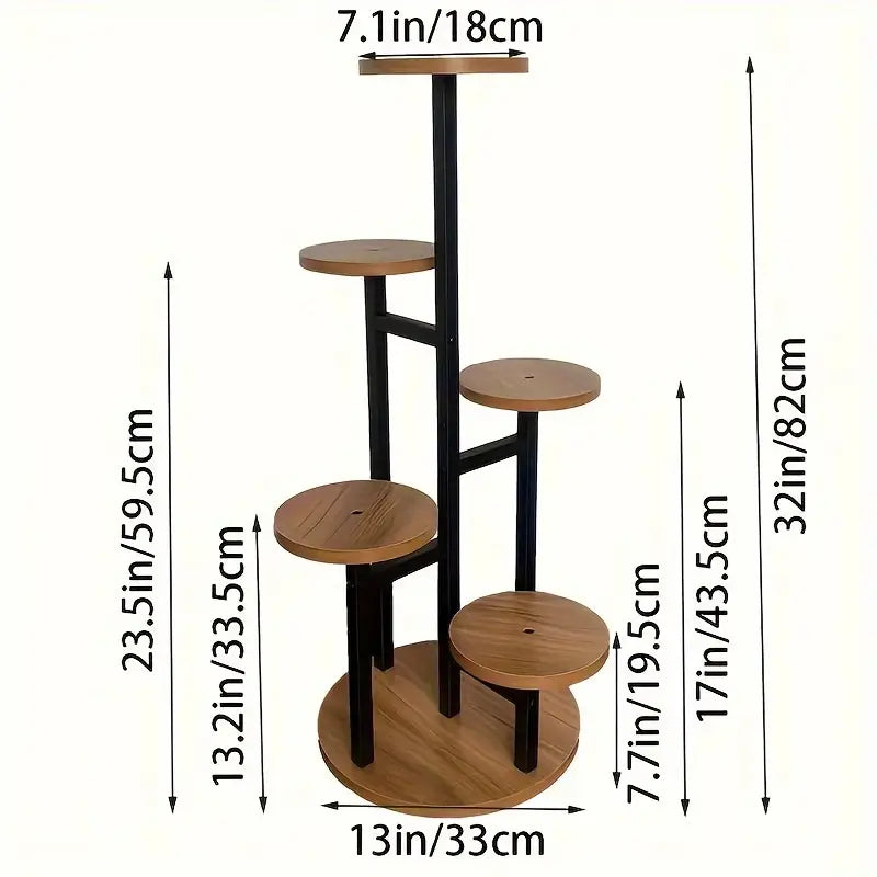 Verdura | 6-Tier Round Plant Stand | Wooden | Planter Wood Water-Resistant Indoor And Balcony