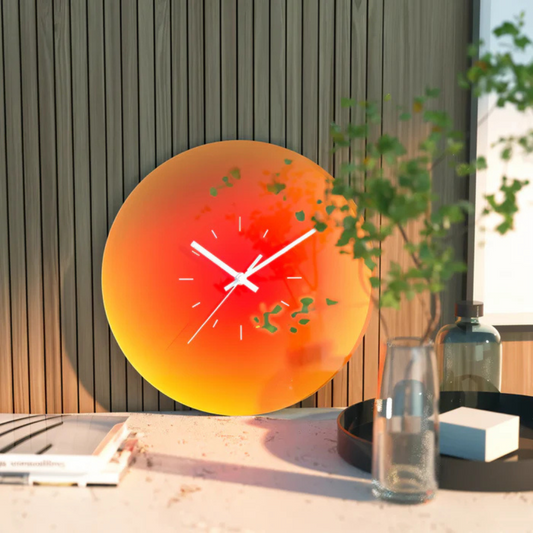Sunset Glass Wall Clock | Modern Gradient Design | Silent Kitchen