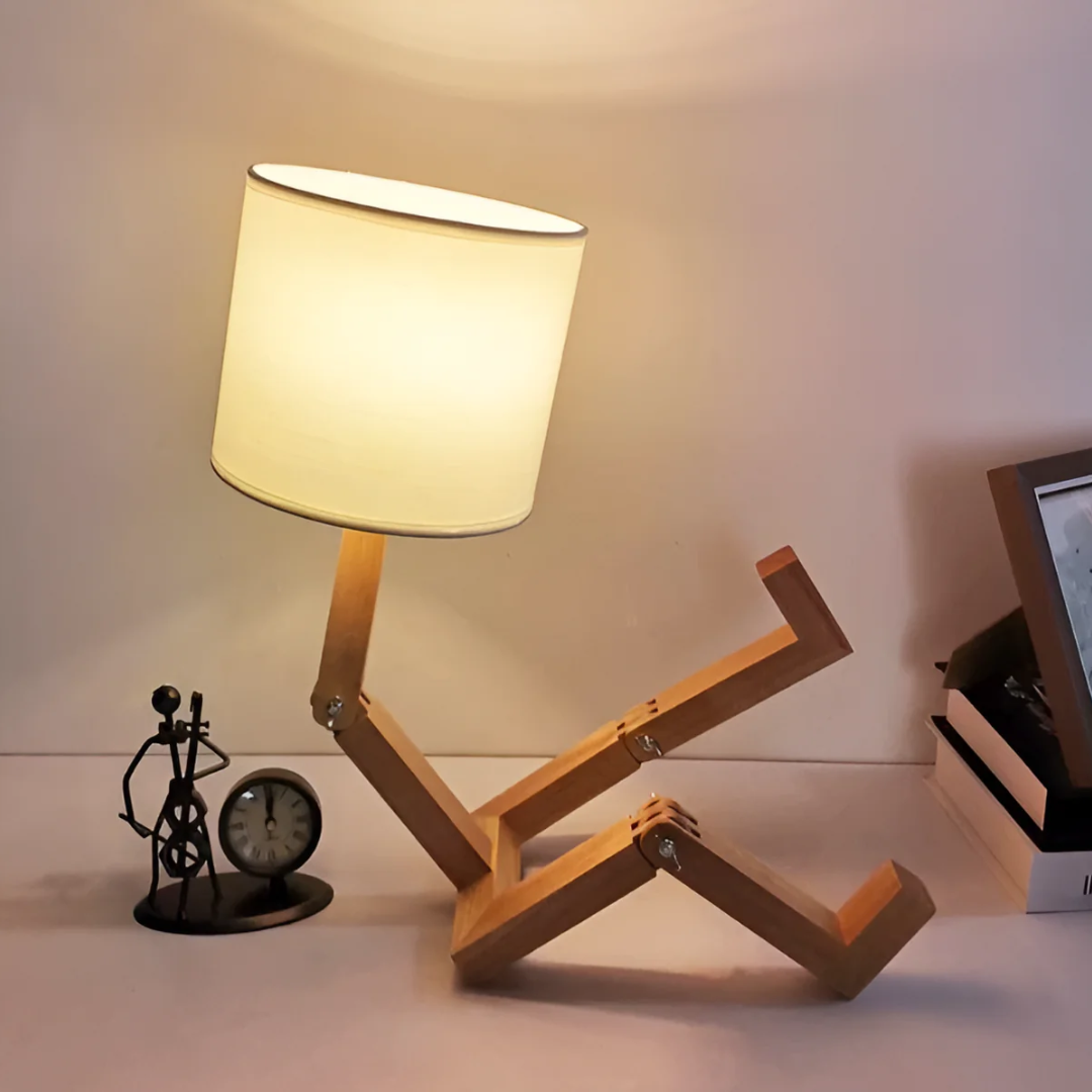 Rilna Table Lamp | Flexible Wooden Design Light | Wood Adjustable Handcrafted Bedside