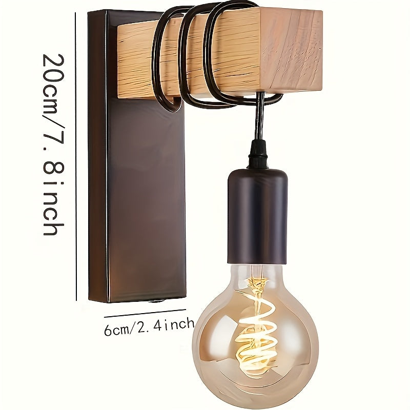 Modern Industrial Wall Sconce | E27 Base & Metal Finish | Wall Light Wood Vintage-inspired