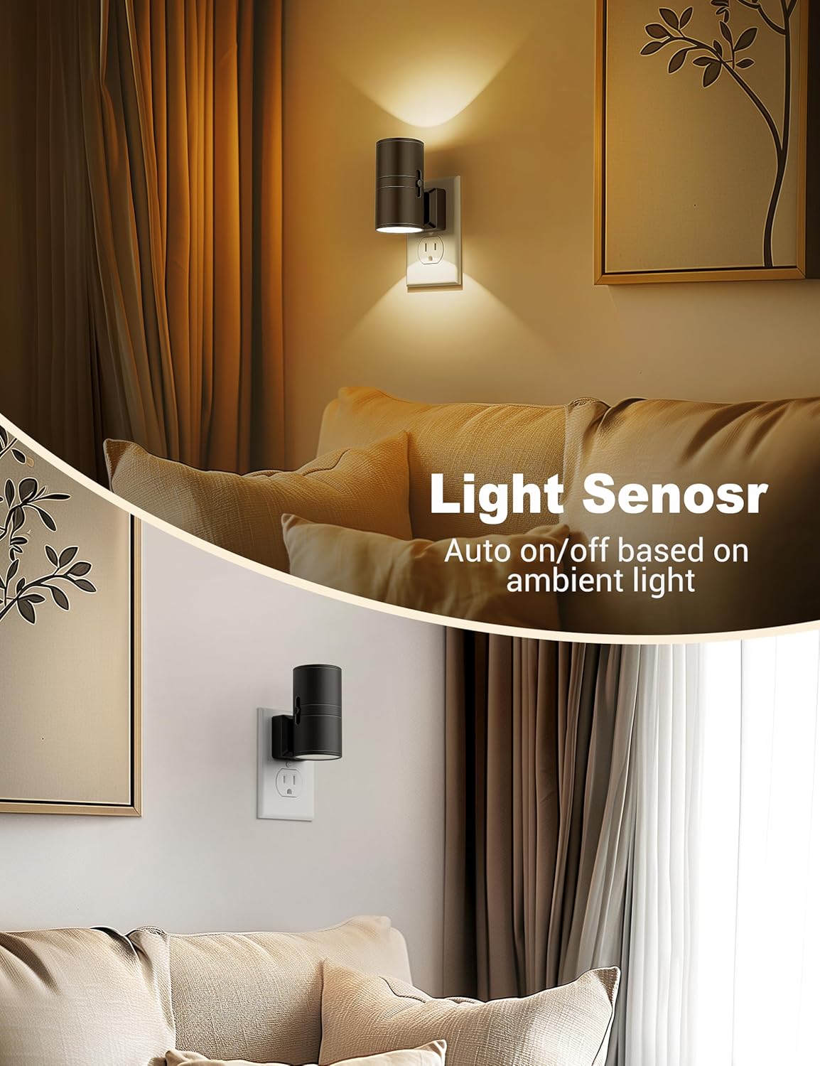NightNova LED Night Light | Smart Dimmable Plug-in Lamp | Adjustable Bedside