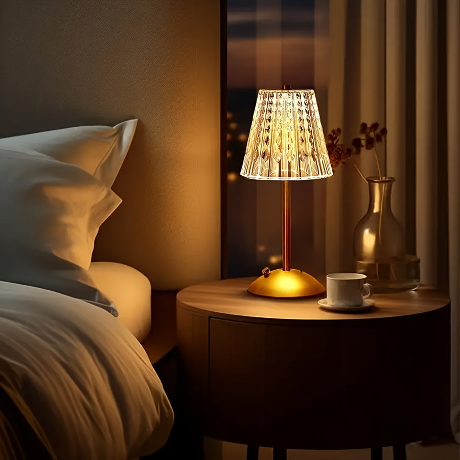 Crystal Touch Table Lamp | USB Rechargeable | Dimmable Touch Control Adjustable Bedside