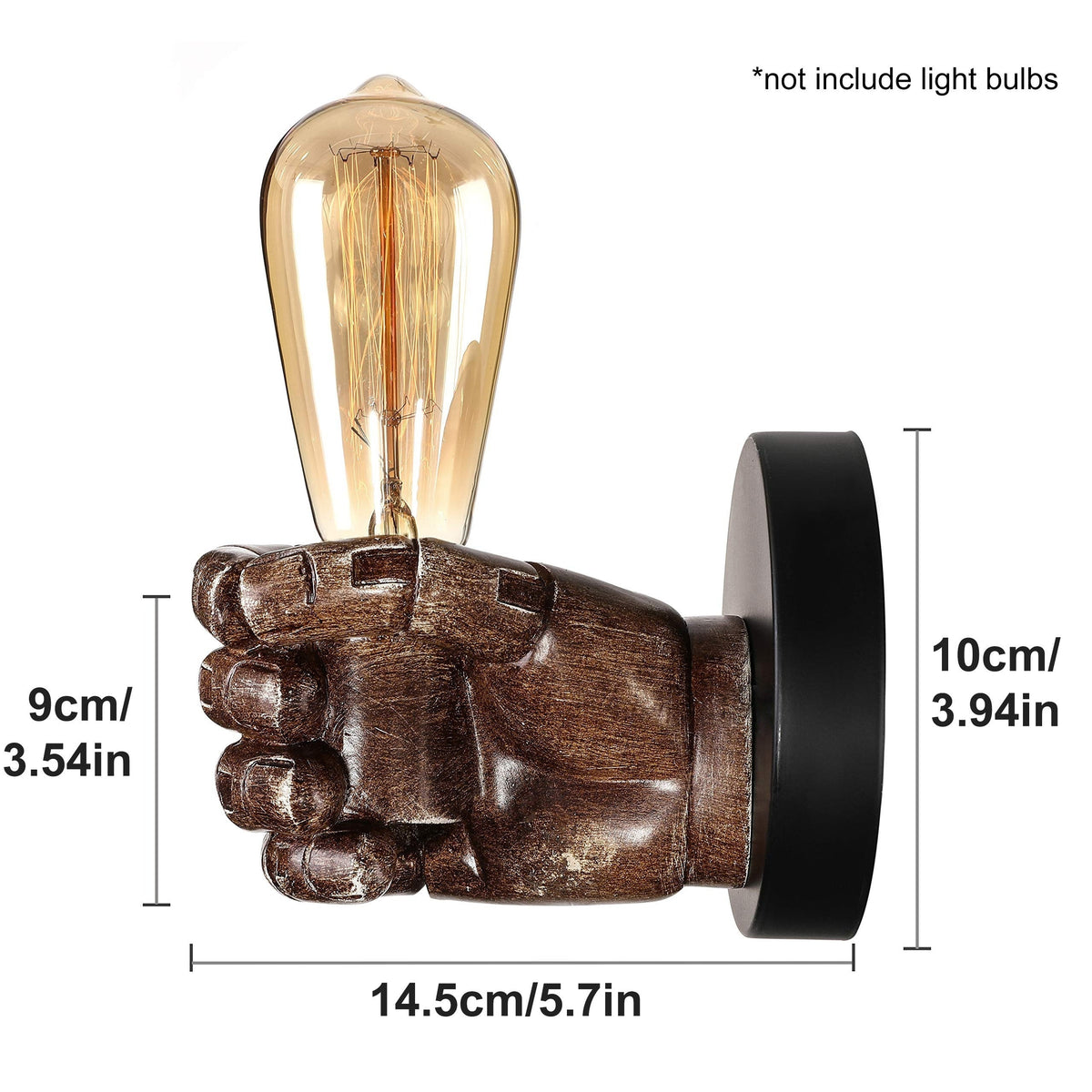 Industrial Hand Wall Lamp | Resin E26 Wall Sconce | Wall Light Vintage-inspired Bedroom