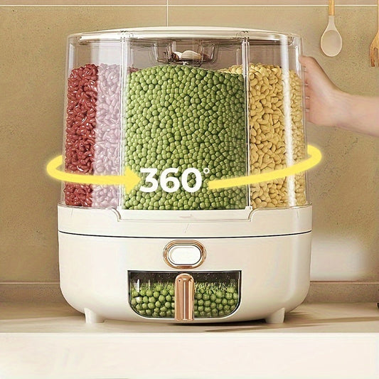 Rotating Airtight Food Storage Container | Large-Capacity Grain & Cereal Dispenser with 360°