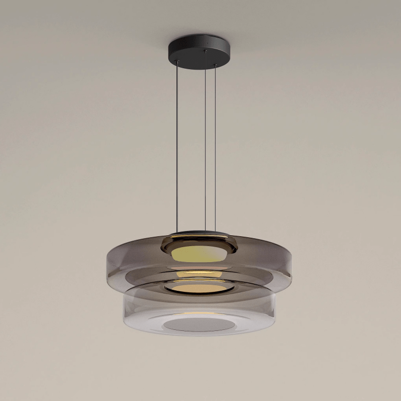 Bauhaus Glass Pendant Light | Modern Layered LED Hanging Lamp | Adjustable Dining Room
