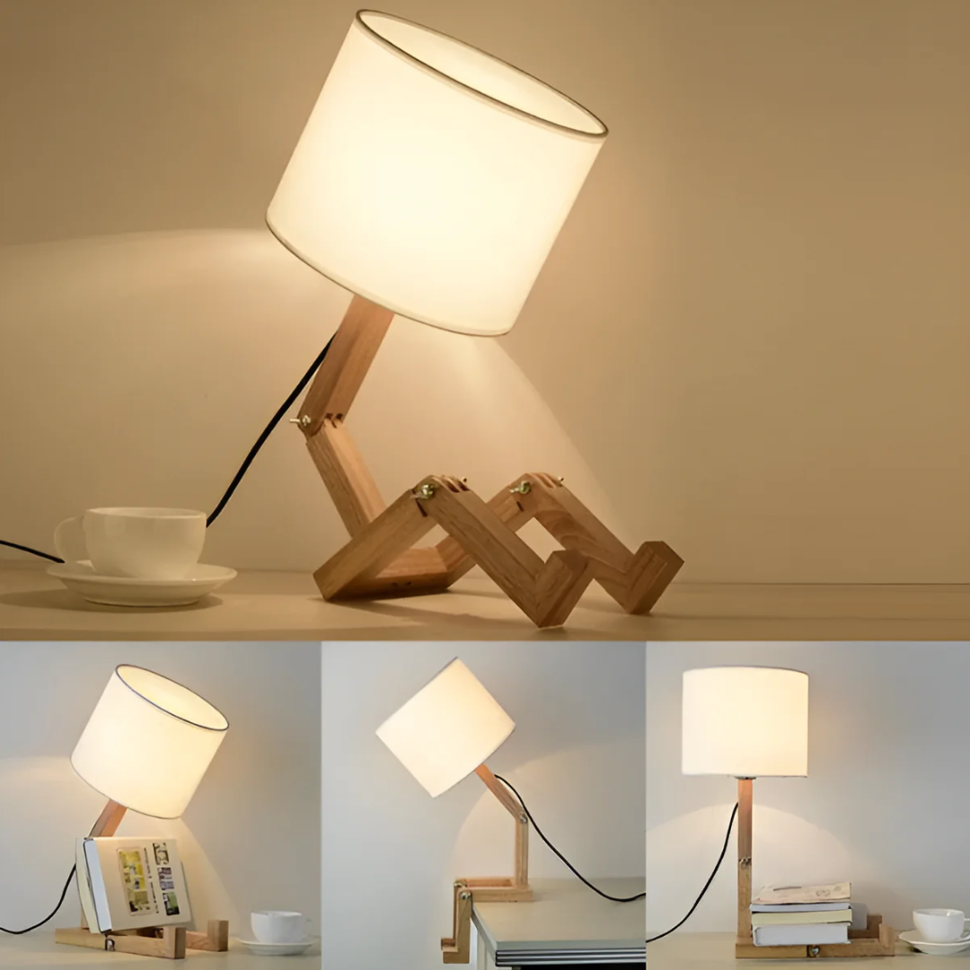 Rilna Table Lamp | Flexible Wooden Design Light | Wood Adjustable Handcrafted Bedside