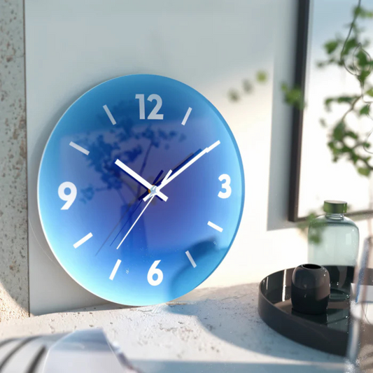 Sunset Glass Wall Clock | Modern Gradient Design | Silent Kitchen