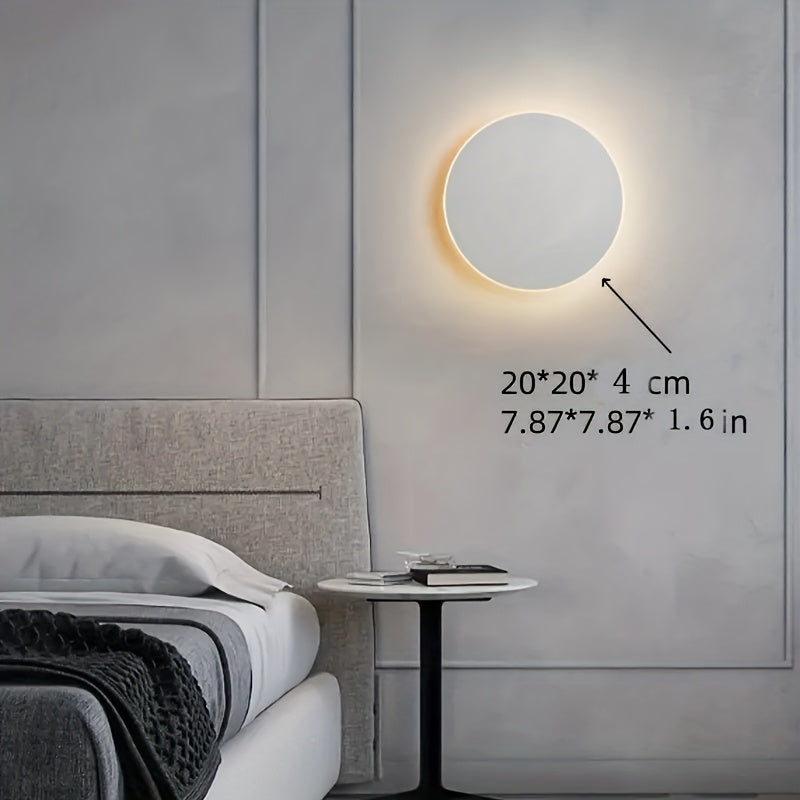 Minimalist Round LED Wall Light | Modern Nordic Design | Iron Bedroom