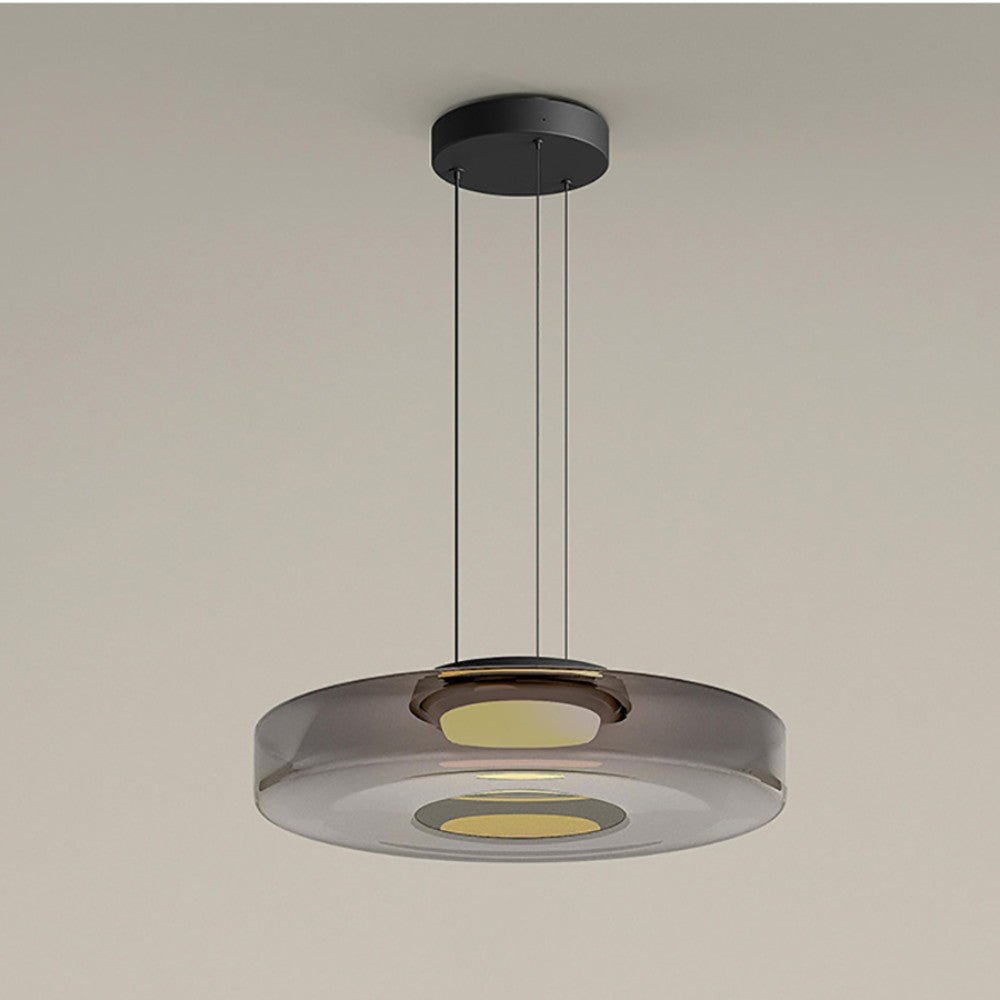 Bauhaus Glass Pendant Light | Modern Layered LED Hanging Lamp | Adjustable Dining Room