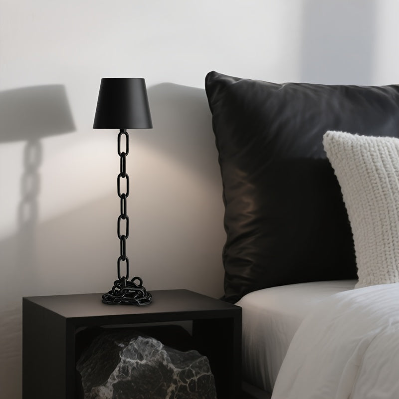 Modern Chain-Link Table Lamp | Rechargeable Touch LED Light | Industrial Bedside