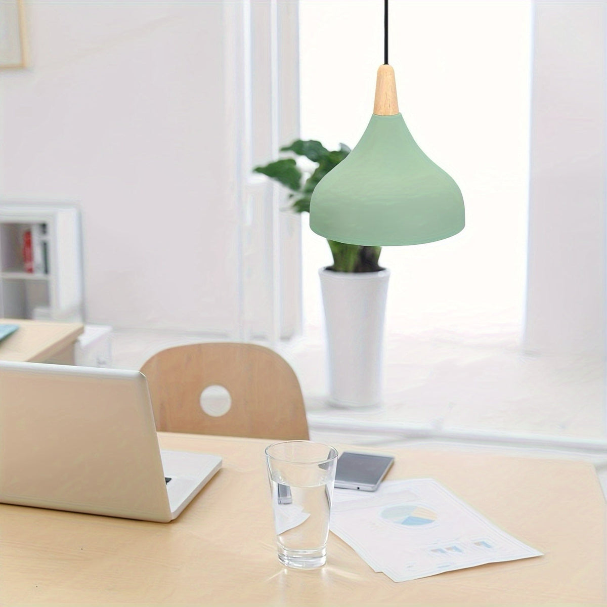 Modern Teardrop Pendant Light | Metal & Wood Hanging Lamp | Adjustable Nordic Industrial
