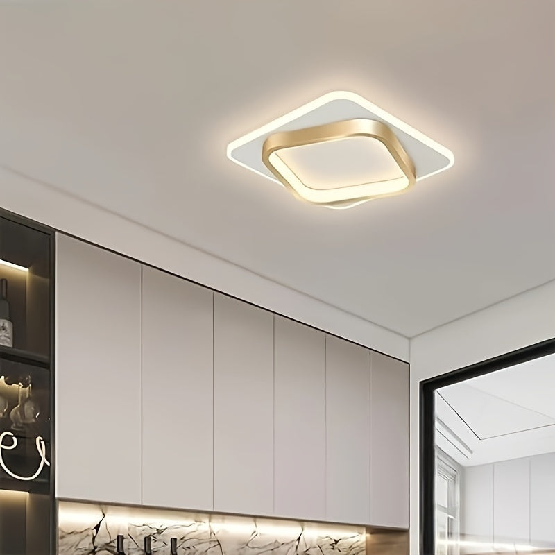 Modern Square LED Ceiling Light | Minimalist Geometric Flush Mount Fixture | Bedroom