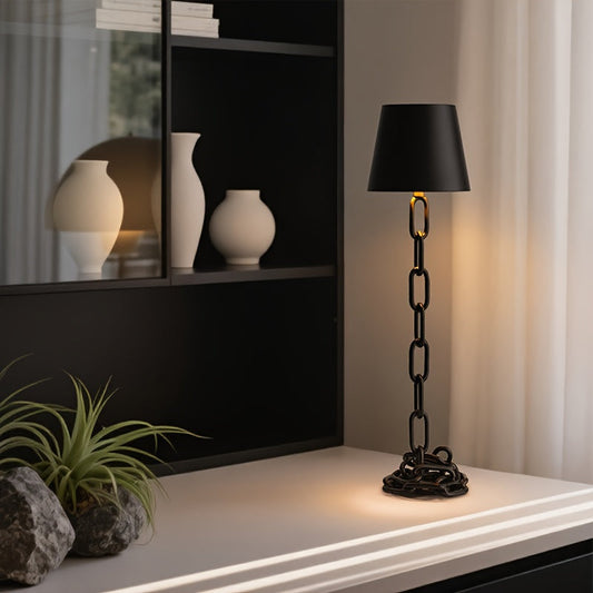 Modern Chain-Link Table Lamp | Rechargeable Touch LED Light | Industrial Bedside
