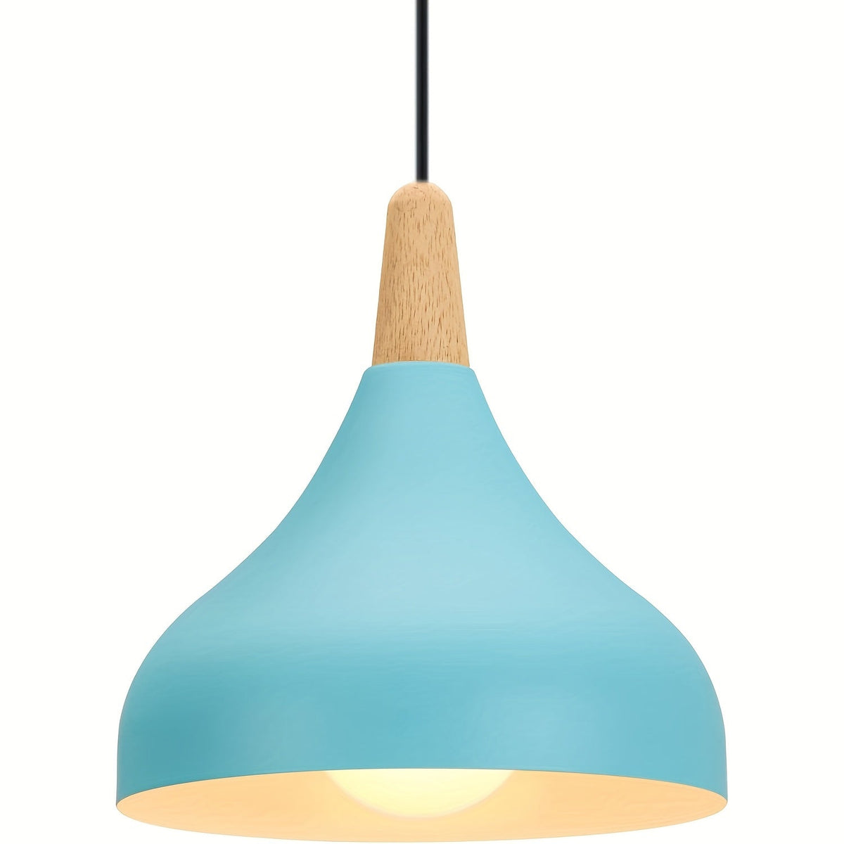 Modern Teardrop Pendant Light | Metal & Wood Hanging Lamp | Adjustable Nordic Industrial