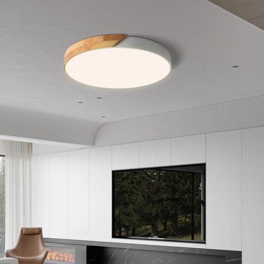LED Ceiling Light | Modern Nordic Wooden Design | Wood Metal Dimmable Remote Bedroom