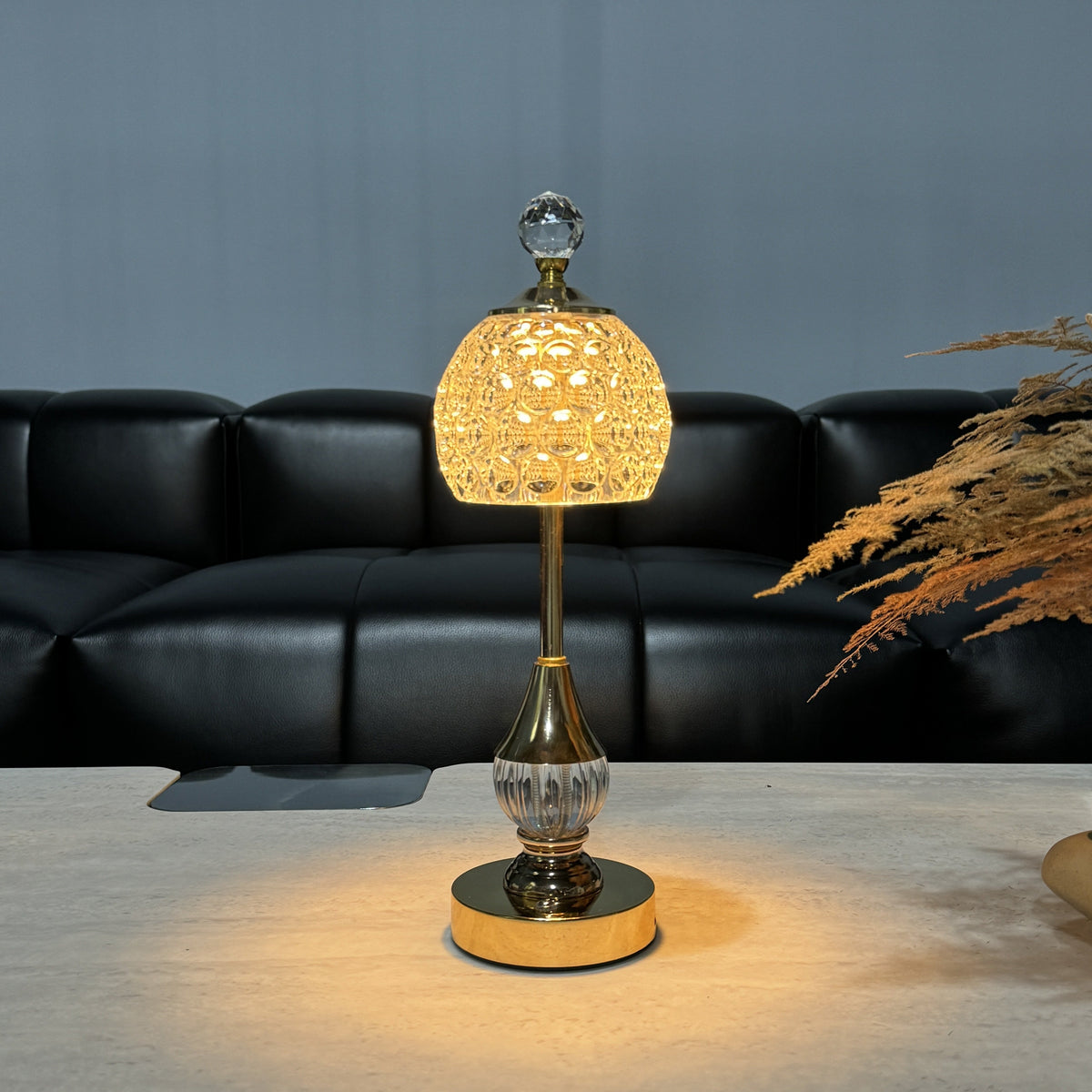 Crystal Touch Table Lamp | Rechargeable LED Bedside Light | Dimmable Touch Control Art Deco