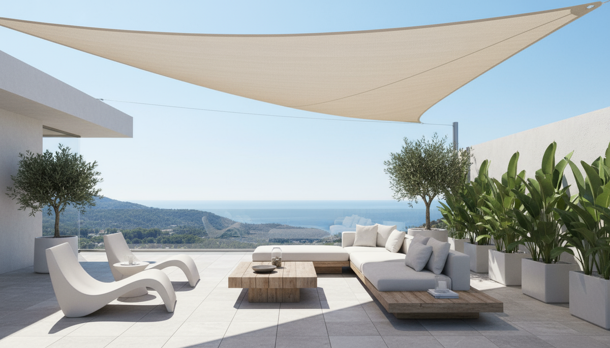 TriBlocker Shade Sail | Waterproof UV-Protect Triangle Design | Soft Furnishing Water-Resistant