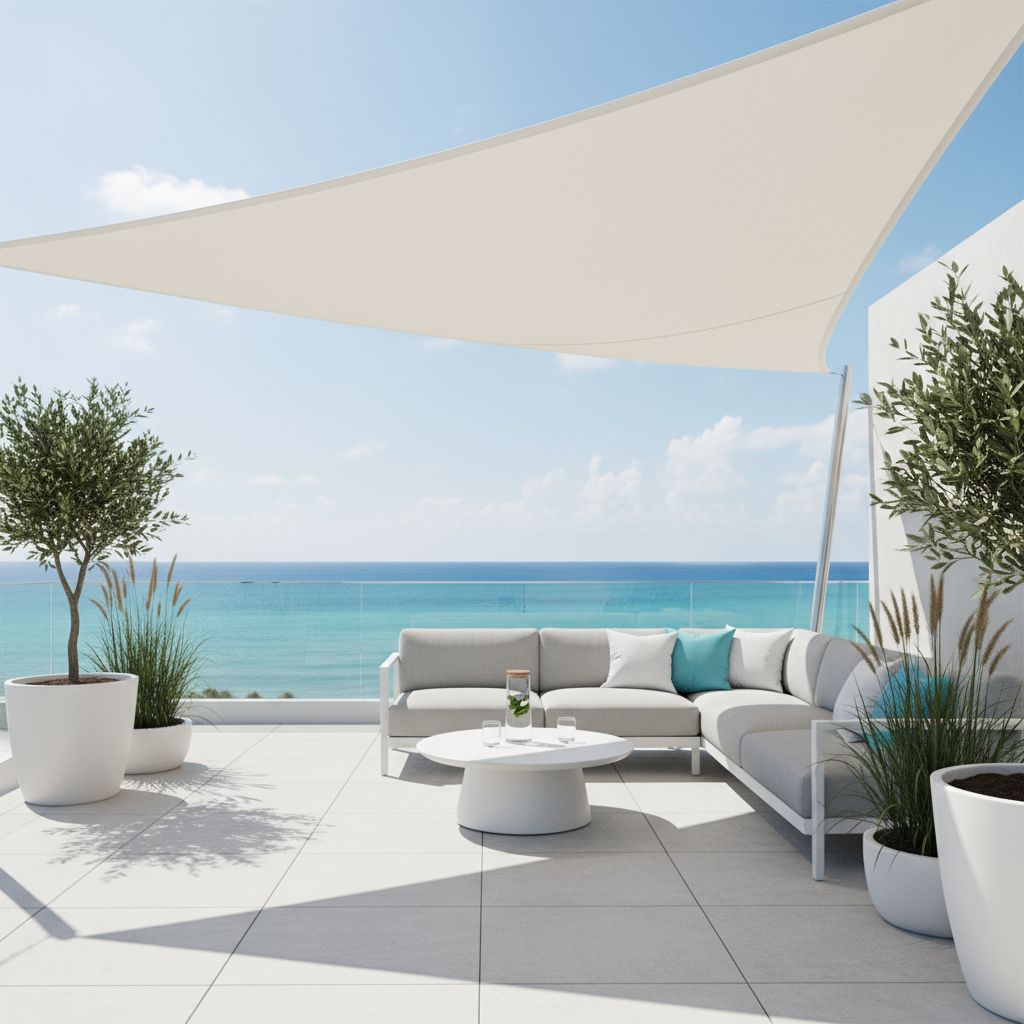 TriBlocker Shade Sail | Waterproof UV-Protect Triangle Design | Soft Furnishing Water-Resistant
