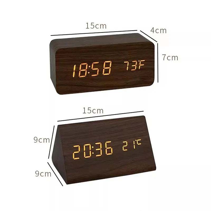 LED Smart Alarm Clock | Modern Voice-Controlled Wooden Design | Wood Kitchen