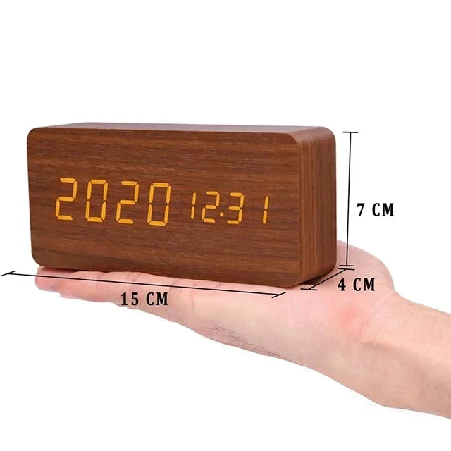 LED Smart Alarm Clock | Modern Voice-Controlled Wooden Design | Wood Kitchen