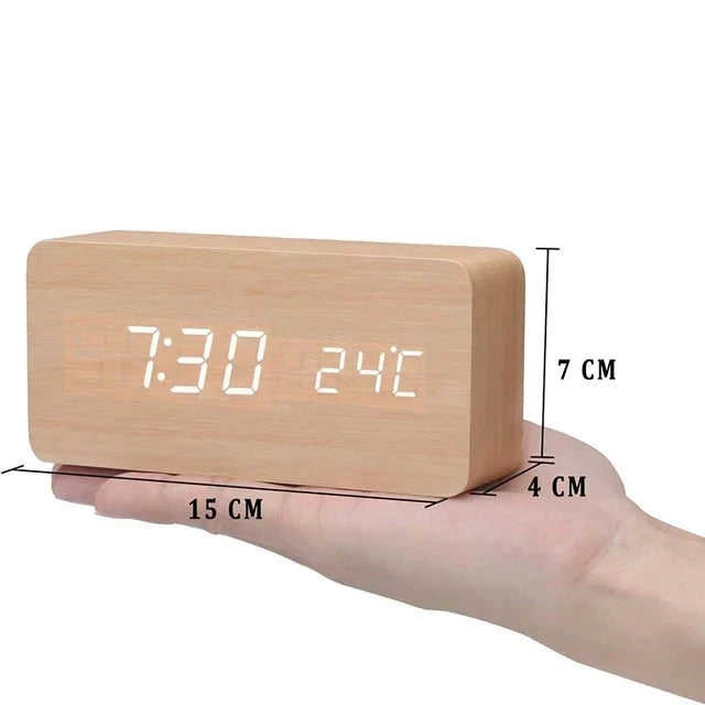 LED Smart Alarm Clock | Modern Voice-Controlled Wooden Design | Wood Kitchen