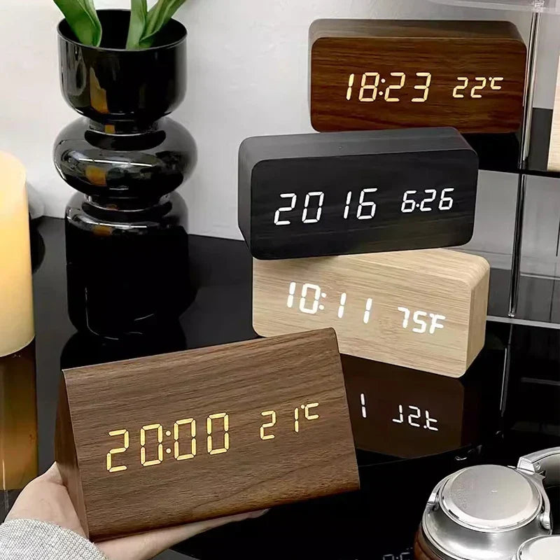 LED Smart Alarm Clock | Modern Voice-Controlled Wooden Design | Wood Kitchen