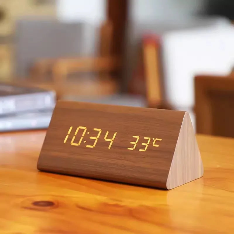 LED Smart Alarm Clock | Modern Voice-Controlled Wooden Design | Wood Kitchen