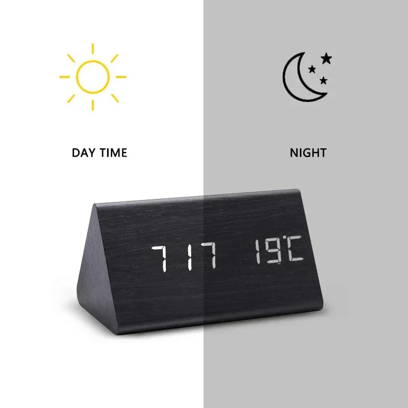 LED Smart Alarm Clock | Modern Voice-Controlled Wooden Design | Wood Kitchen