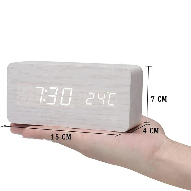 LED Smart Alarm Clock | Modern Voice-Controlled Wooden Design | Wood Kitchen