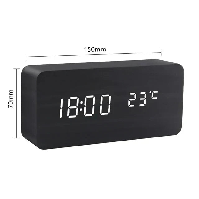 LED Smart Alarm Clock | Modern Voice-Controlled Wooden Design | Wood Kitchen