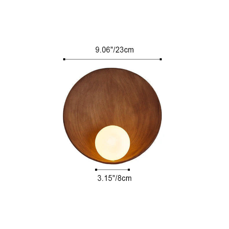 Modern Minimalist Round Wall Sconce | Resin & Iron Accent Light | Glass Industrial Bedroom
