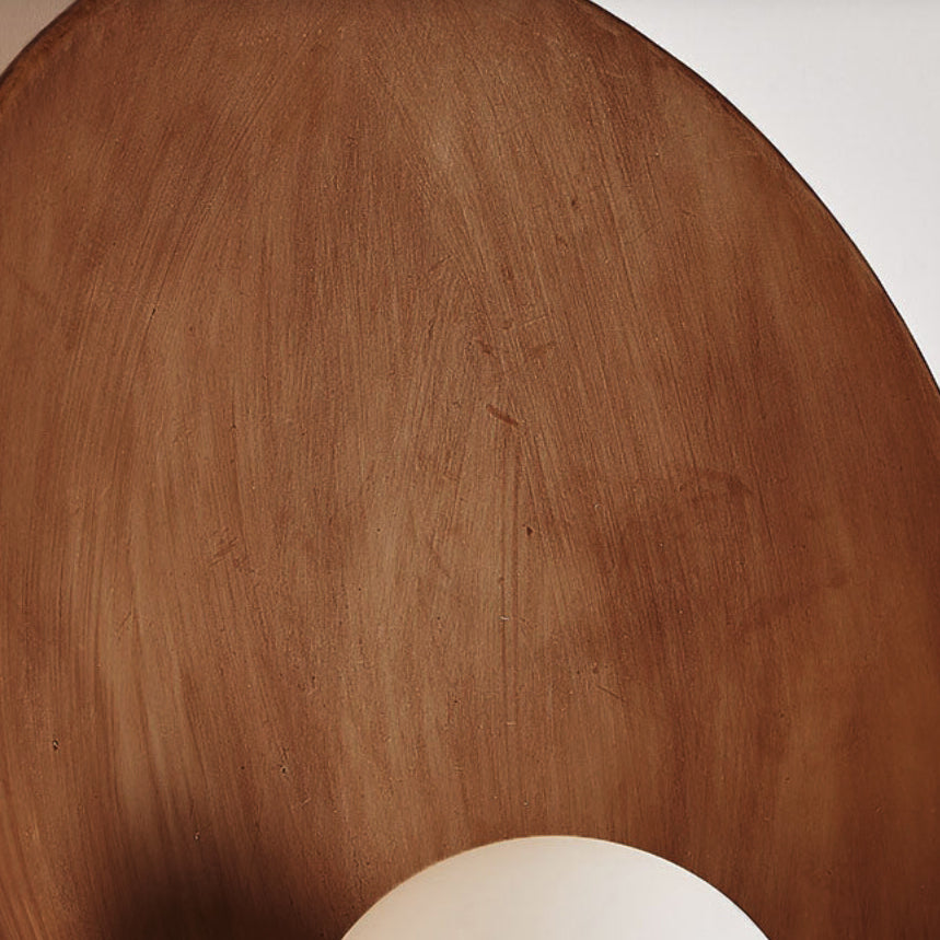 Modern Minimalist Round Wall Sconce | Resin & Iron Accent Light | Glass Industrial Bedroom