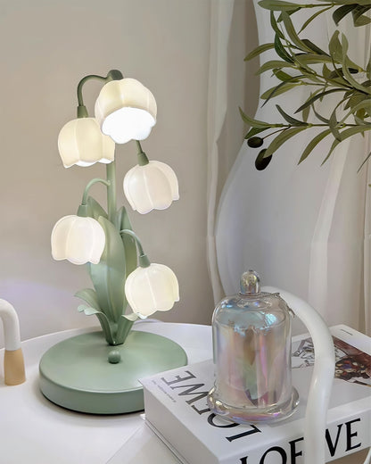 Bell Orchid Table Lamp | Elegant Floral Indoor Light | Metal LED Art Deco Bedside