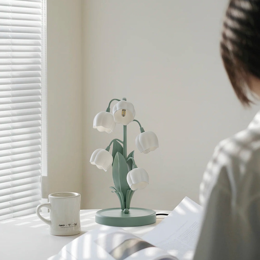 Bell Orchid Table Lamp | Elegant Floral Indoor Light | Metal LED Art Deco Bedside