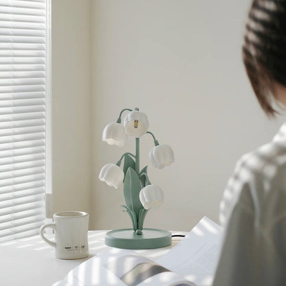 Bell Orchid Table Lamp | Elegant Floral Indoor Light | Metal LED Art Deco Bedside
