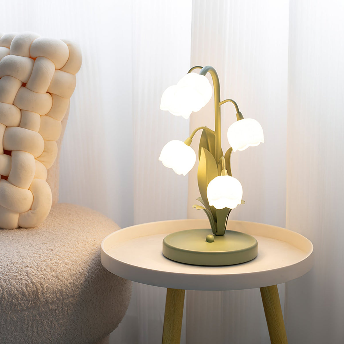 Bell Orchid Table Lamp | Elegant Floral Indoor Light | Metal LED Art Deco Bedside