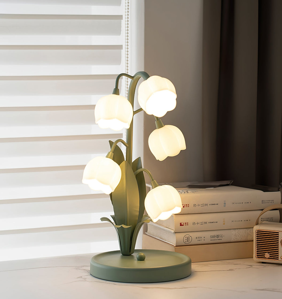 Bell Orchid Table Lamp | Elegant Floral Indoor Light | Metal LED Art Deco Bedside