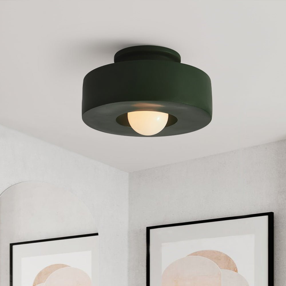 CeraCyl Ceiling Light | Geometric Nordic Design | Glazed Ceramic Bedroom