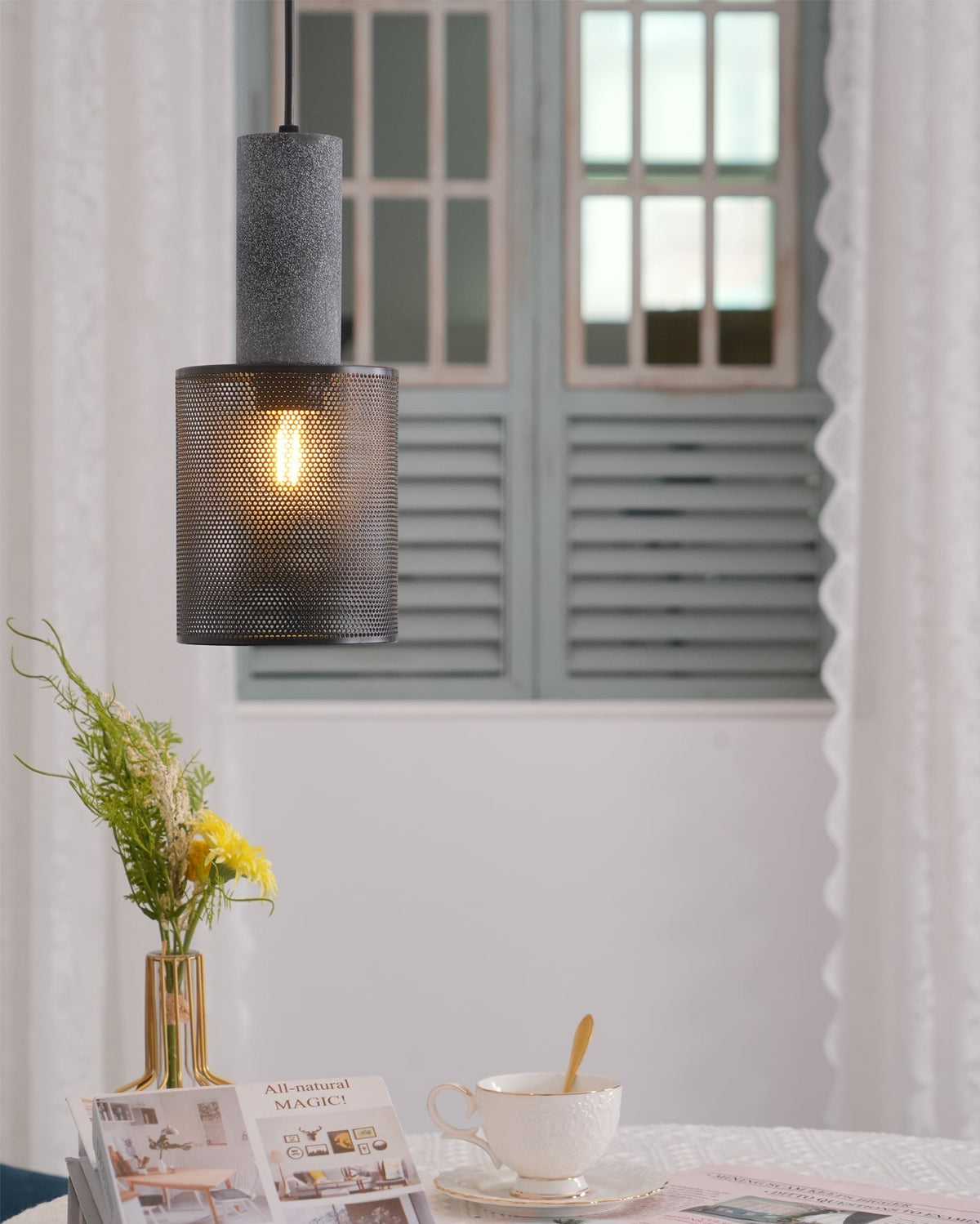 Urban Concrete Pendant Light | Industrial LED Hanging Lamp | Metal Nordic Dining Room