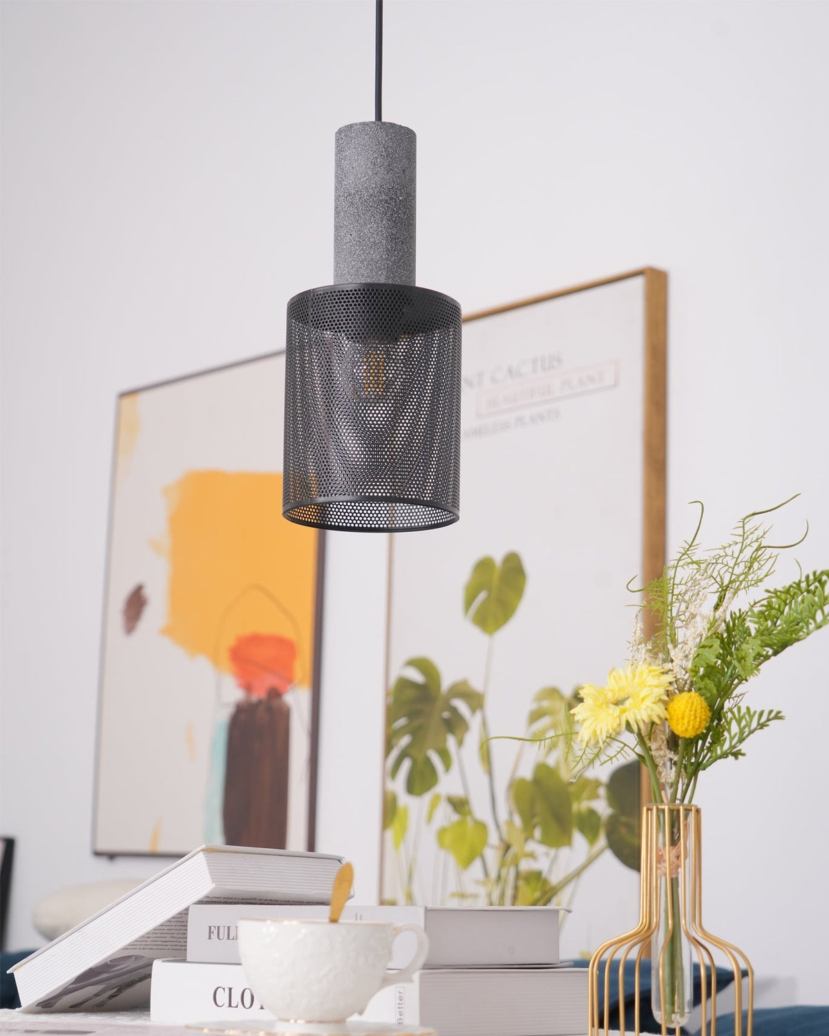Urban Concrete Pendant Light | Industrial LED Hanging Lamp | Metal Nordic Dining Room