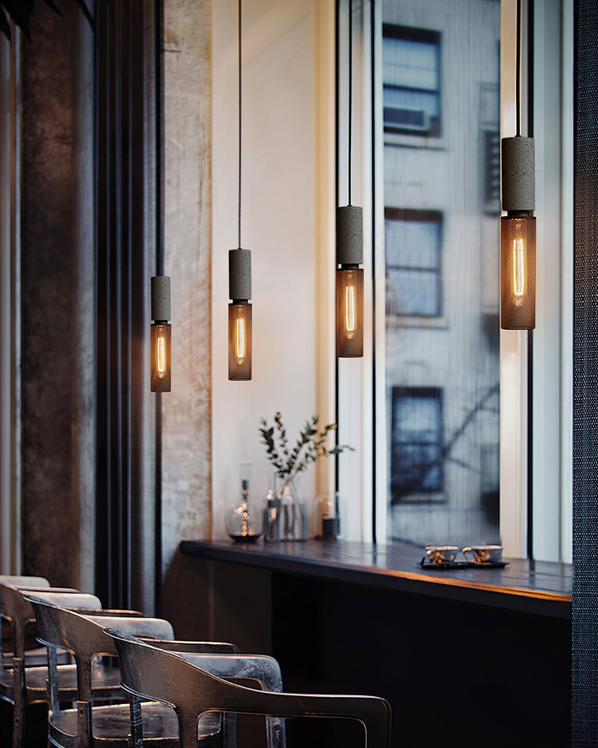 Urban Concrete Pendant Light | Industrial LED Hanging Lamp | Metal Nordic Dining Room