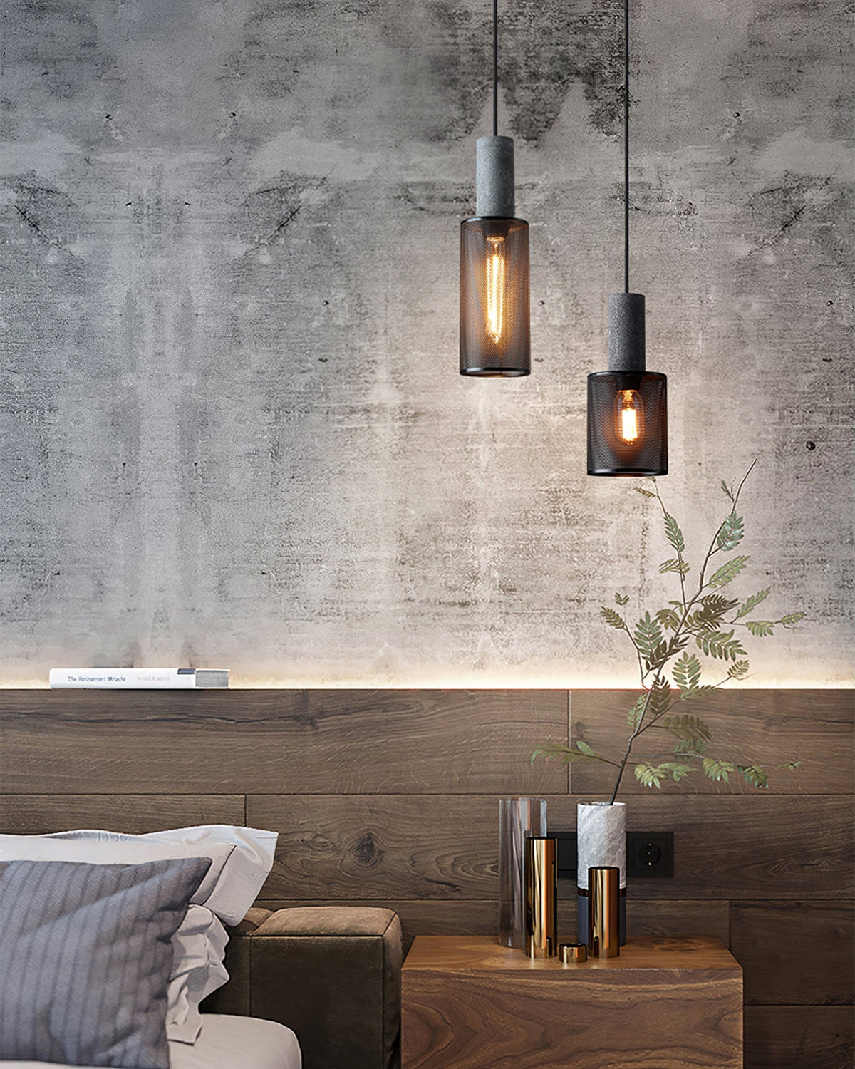 Urban Concrete Pendant Light | Industrial LED Hanging Lamp | Metal Nordic Dining Room