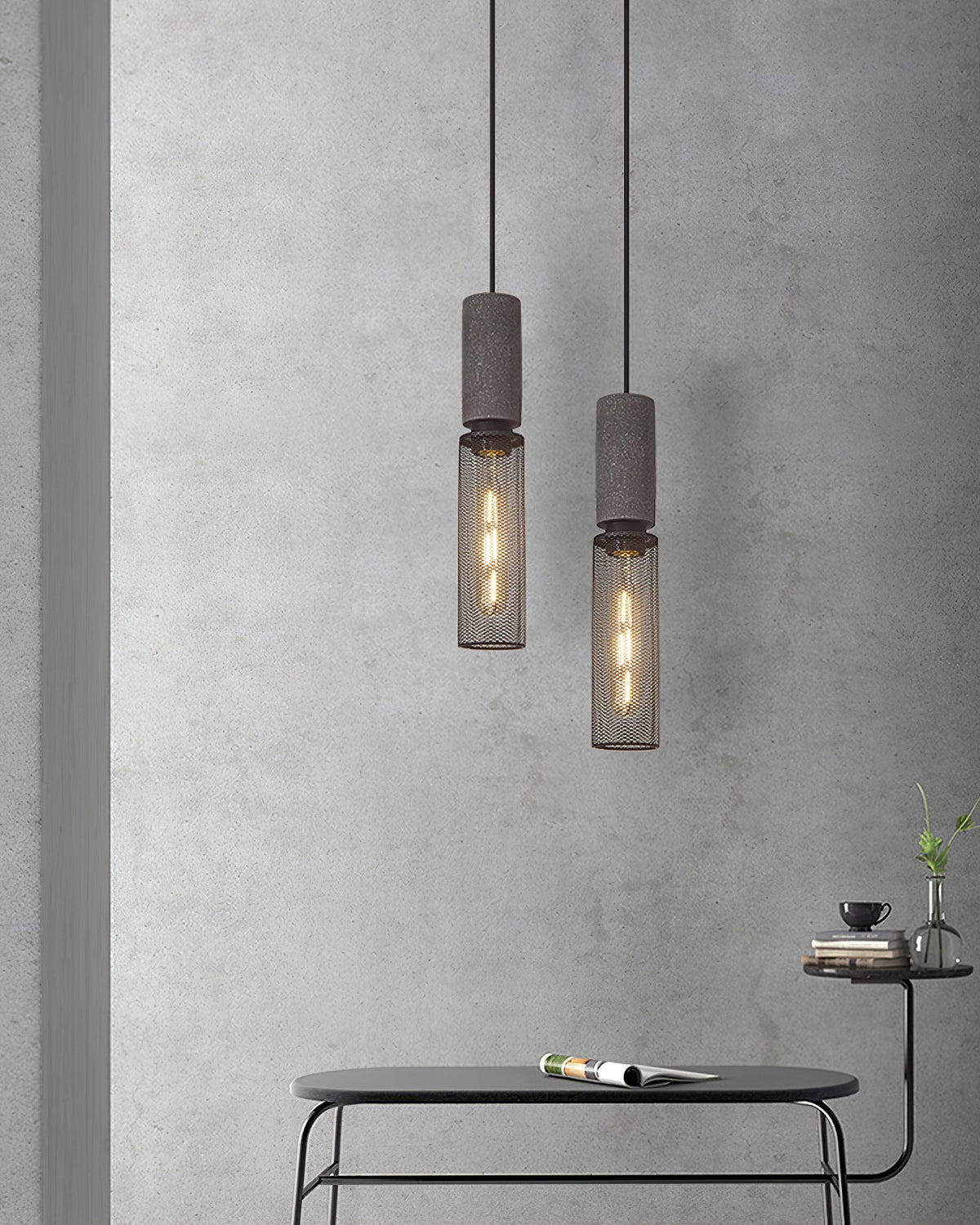 Urban Concrete Pendant Light | Industrial LED Hanging Lamp | Metal Nordic Dining Room