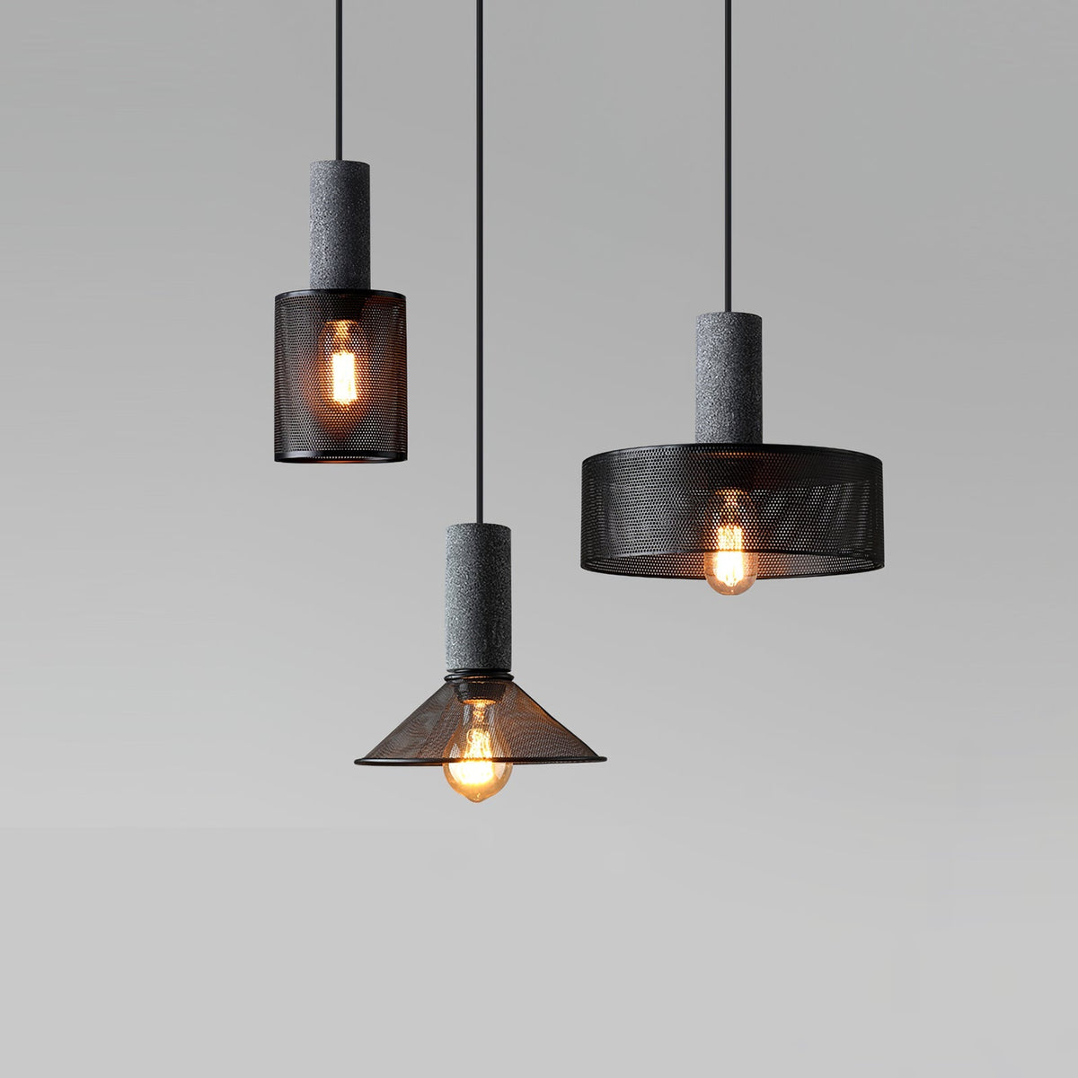 Urban Concrete Pendant Light | Industrial LED Hanging Lamp | Metal Nordic Dining Room