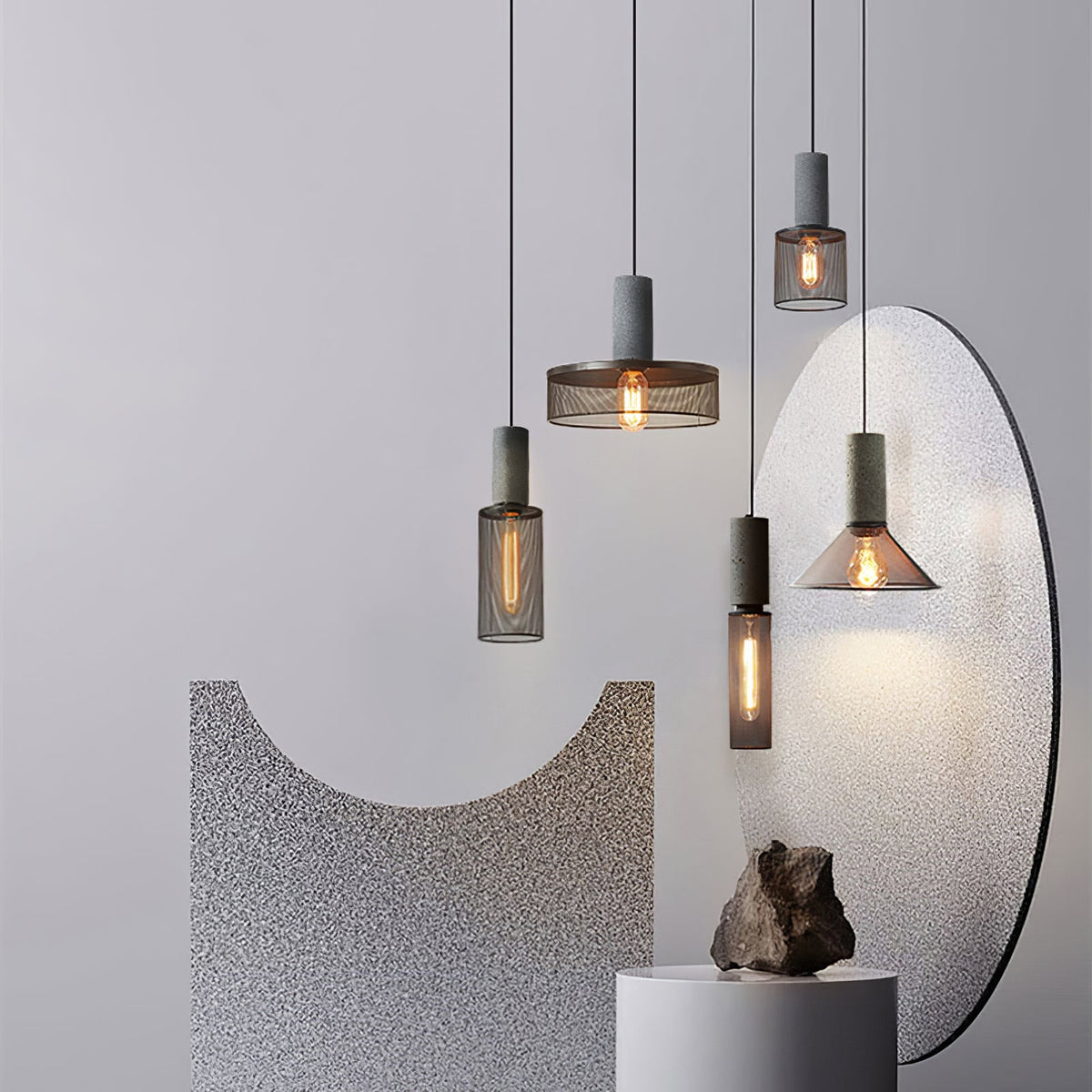 Urban Concrete Pendant Light | Industrial LED Hanging Lamp | Metal Nordic Dining Room